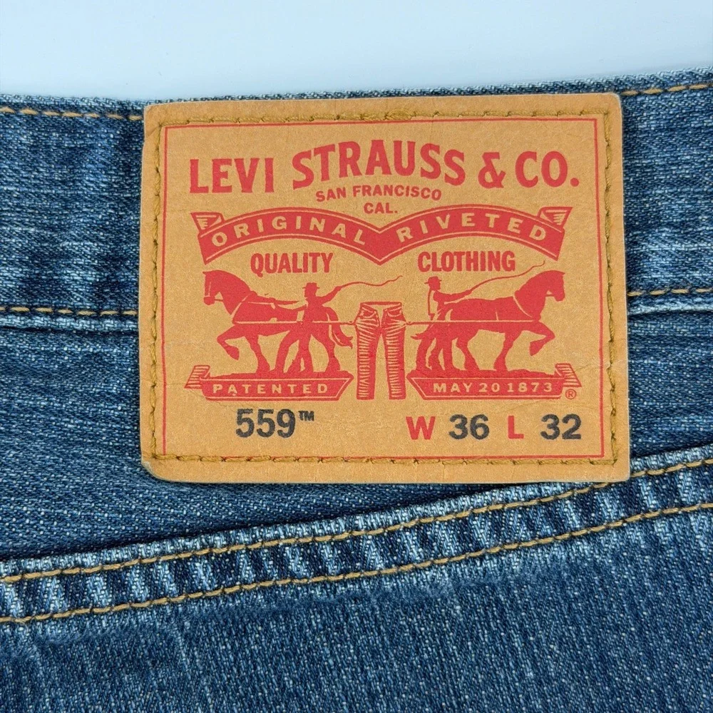Levi's 559 Relaxed Straight Jeans Mens 36x32 Blue Medium Wash Denim Utility Work